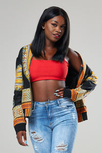 african print bomber jacket