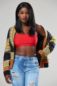 african print bomber jacket
