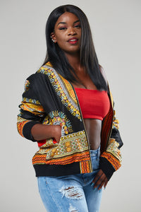 african print bomber jacket