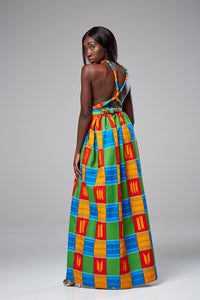 African Print Kente Multiway Infinity Maxi Dress - Soraya
