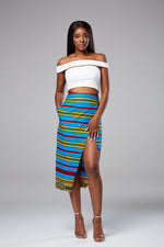 African Wax Print Front Slit High Waist Tulip Midi Skirt - PRIYA