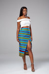 African Wax Print Front Slit High Waist Tulip Midi Skirt - PRIYA