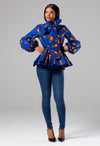 African Print Pussybow Peplum blouse - ELLA