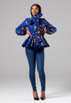 African Print Pussybow Peplum blouse - ELLA