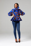 African Print Pussybow Peplum blouse - ELLA