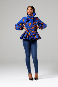 African Print Pussybow Peplum blouse - ELLA