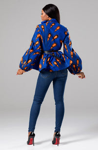 African Print Pussybow Peplum blouse - ELLA