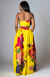 Women Floral Maxi Yellow Skirt and Scarf - CARLA