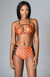 African Print Triangle Bikini Bra Lace Back - SIRENA