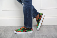 African Print Slip On Sneakers | LAVIYE Green Kente Sneakers - ACCRA