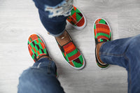 Men's African Slip On Sneakers | LAVIYE Green Kente Sneakers - ACCRA