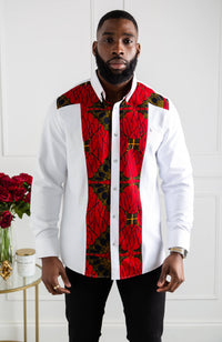 African Print Clothing for Men | Button Down Stripe Front Shirt - CHARLES