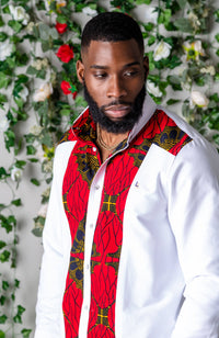 African Print Clothing for Men | Button Down Stripe Front Shirt - CHARLES