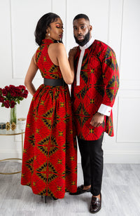 African Print Etibo Style Shirt | Long Sleeved Men's Ankara Shirt - CHARLES