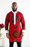 African Print Etibo Style Shirt | Long Sleeved Men's Ankara Shirt - CHARLES