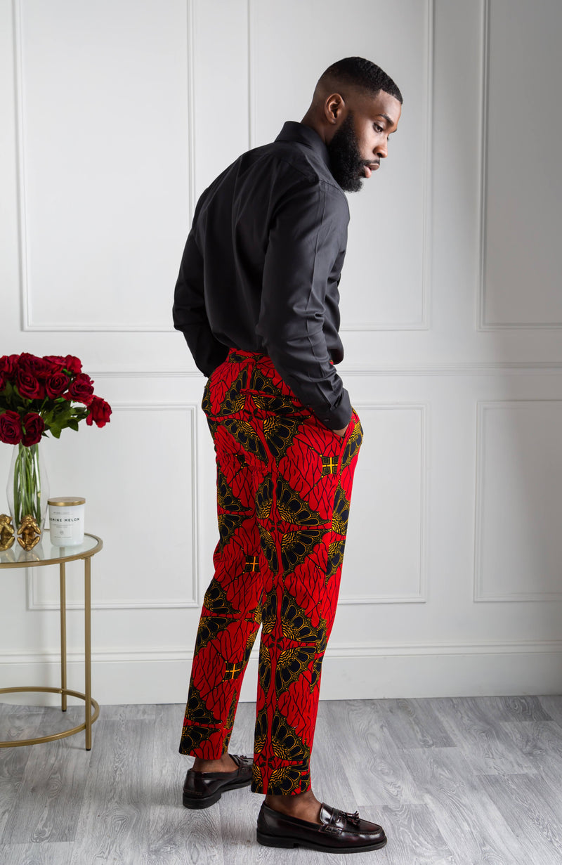 African Print Pants For Men - Tailored Fit African Print Trousers for Guys - CHARLES