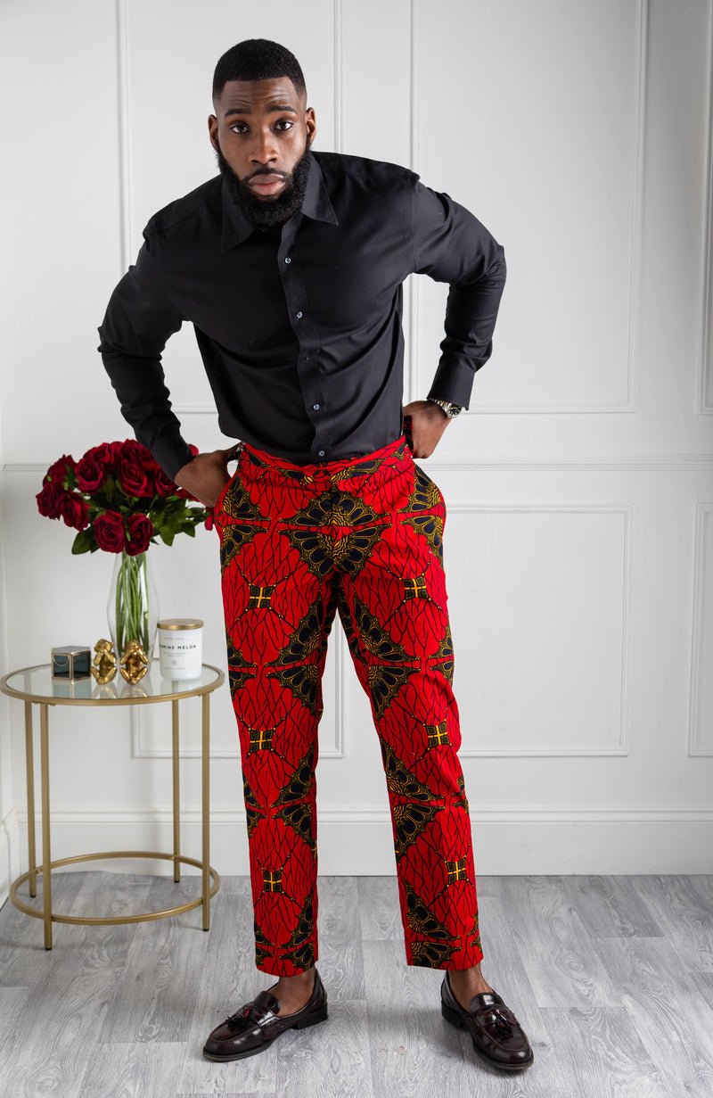 African Print Pants For Men - Tailored Fit African Print Trousers for Guys - CHARLES