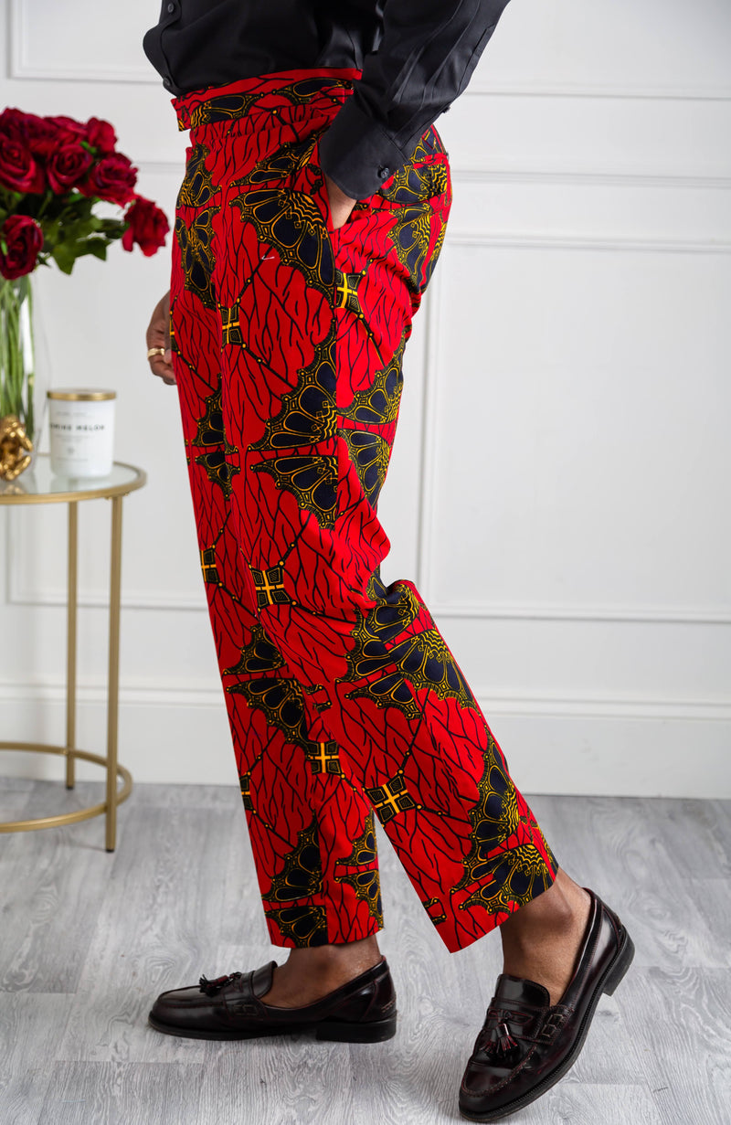 African Print Pants For Men - Tailored Fit African Print Trousers for Guys - CHARLES