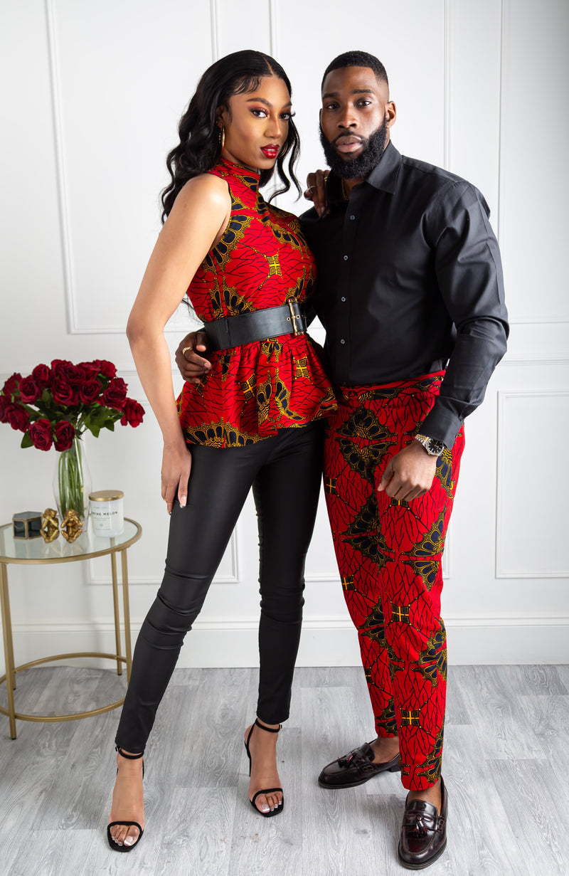 African Print Pants For Men - Tailored Fit African Print Trousers for Guys - CHARLES