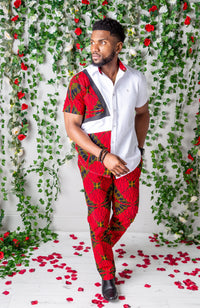 African Print Pants For Men - Tailored Fit African Print Trousers for Guys - CHARLES