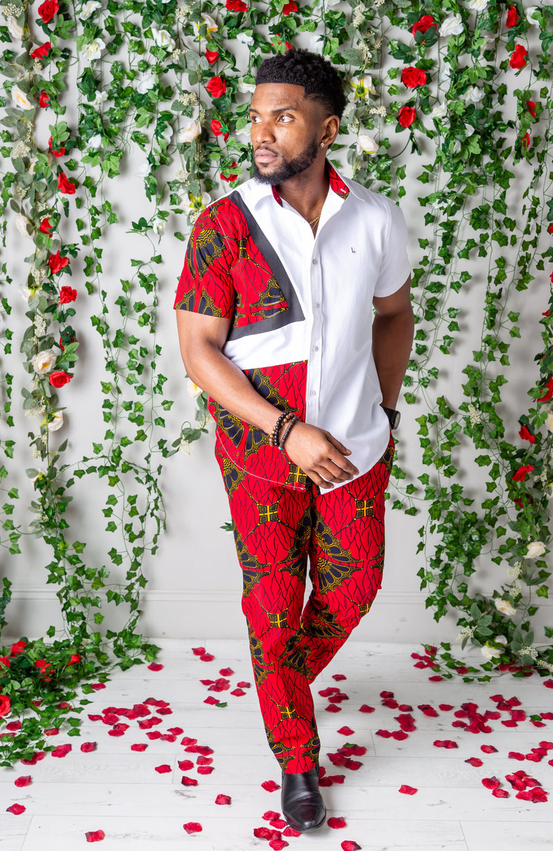 African Print Pants For Men - Tailored Fit African Print Trousers for Guys - CHARLES