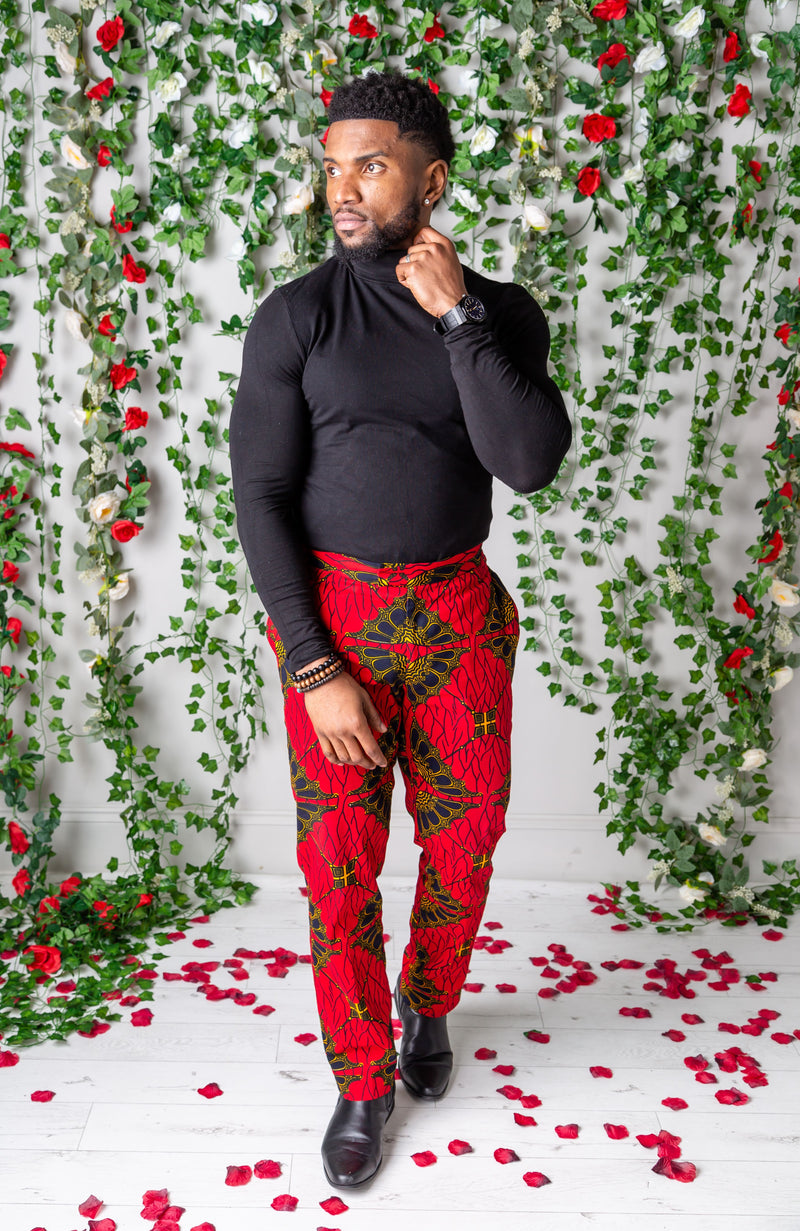 African Print Pants For Men - Tailored Fit African Print Trousers for Guys - CHARLES
