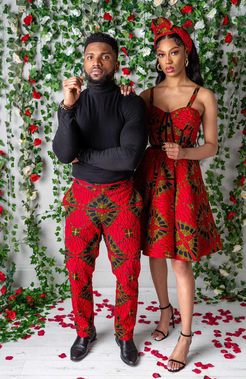African Print Pants For Men - Tailored Fit African Print Trousers for Guys - CHARLES