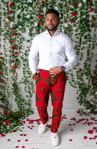 African Print Pants For Men - Tailored Fit African Print Trousers for Guys - CHARLES