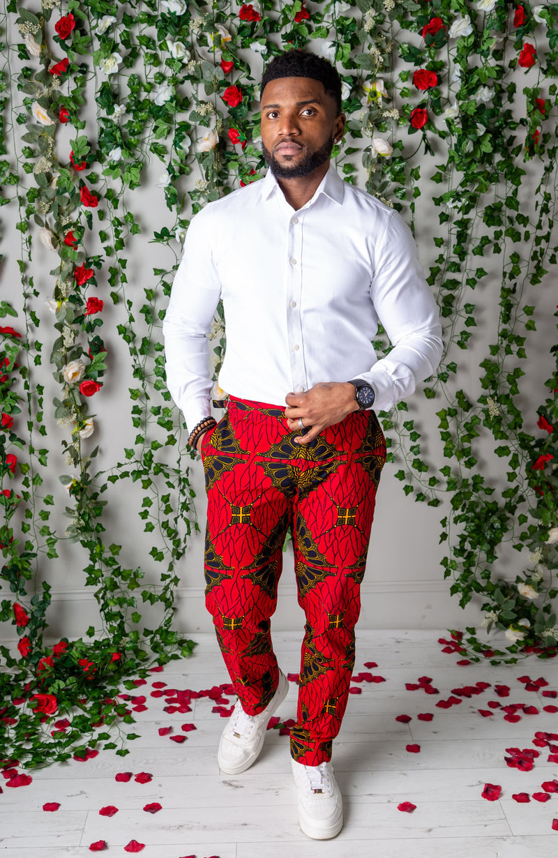 African Print Pants For Men - Tailored Fit African Print Trousers for Guys - CHARLES