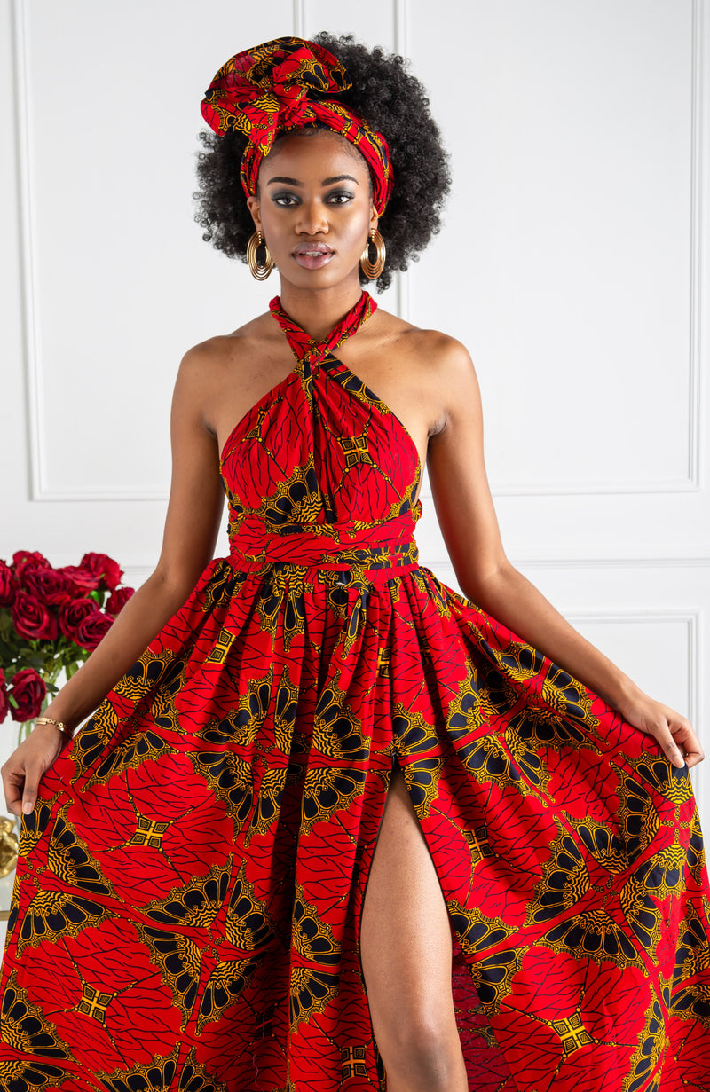 Sika'a African Print Rose Flower Wrap Skirt - Skirts