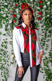African Shirts For Women | Unisex Button Down Stripe Front Shirt - CORDELIA