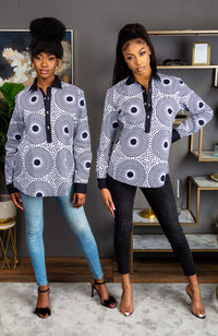 Unisex African Print Boyfriend Shirt | Long Sleeve Polo Shirt - ALEXANDRA