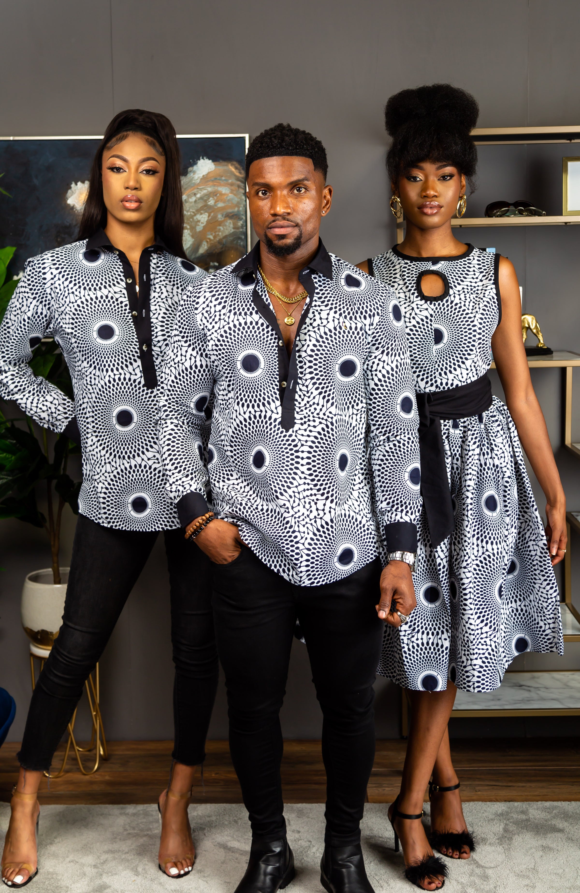Unisex African Print Boyfriend Shirt | Long Sleeve Polo Shirt - ALEXANDRA