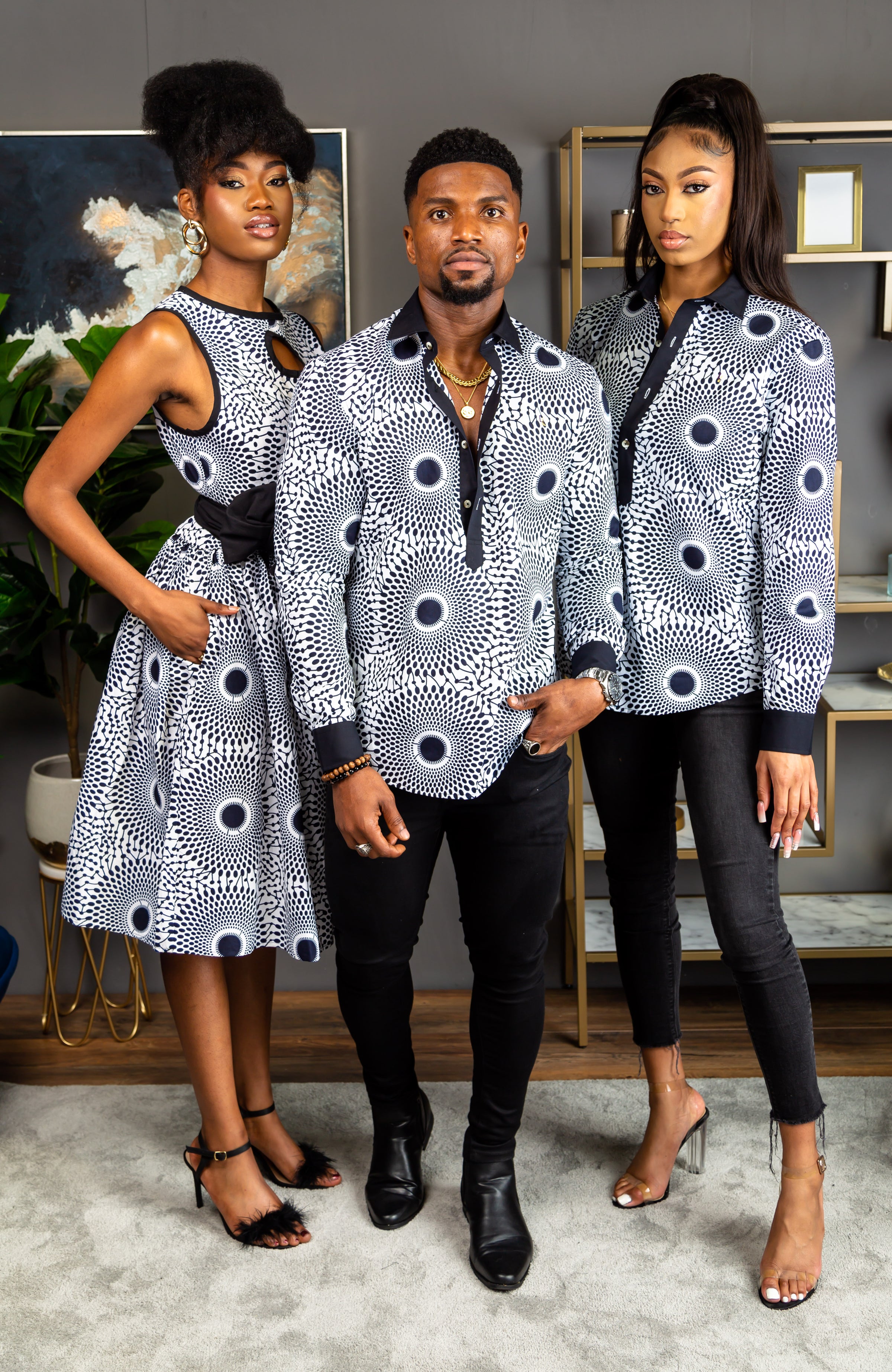 Unisex African Print Boyfriend Shirt | Long Sleeve Polo Shirt - ALEXANDRA