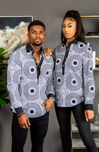 Unisex African Print Boyfriend Shirt | Long Sleeve Polo Shirt - ALEXANDRA