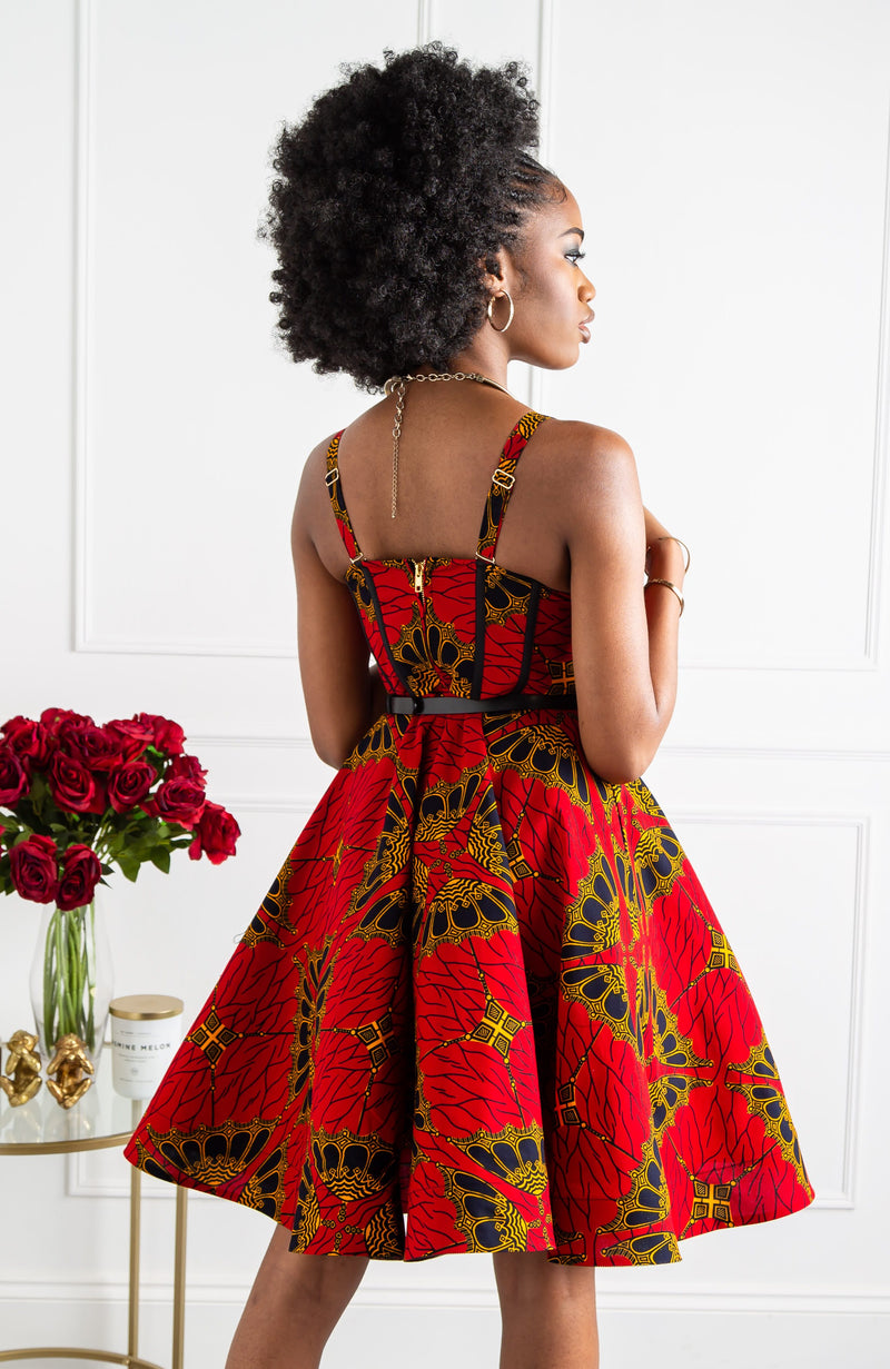 Short Ankara Gown With Flare Hand Knee Length Ankara Flare Dresses