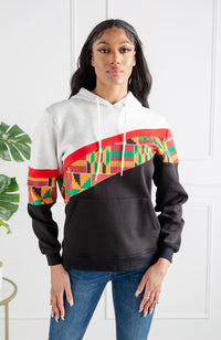 Asymmetric Stripe Kente African Print Hoodie For Women | KUMASI