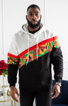 Men's Kente Asymmetric Stripe African Print Hoodie | KUMASI