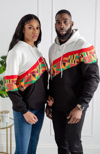 Men's Kente Asymmetric Stripe African Print Hoodie | KUMASI