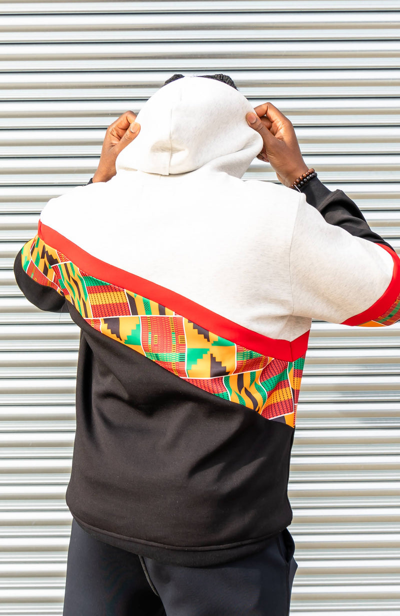 Asymmetric Stripe Kente African Print Hoodie For Women | KUMASI