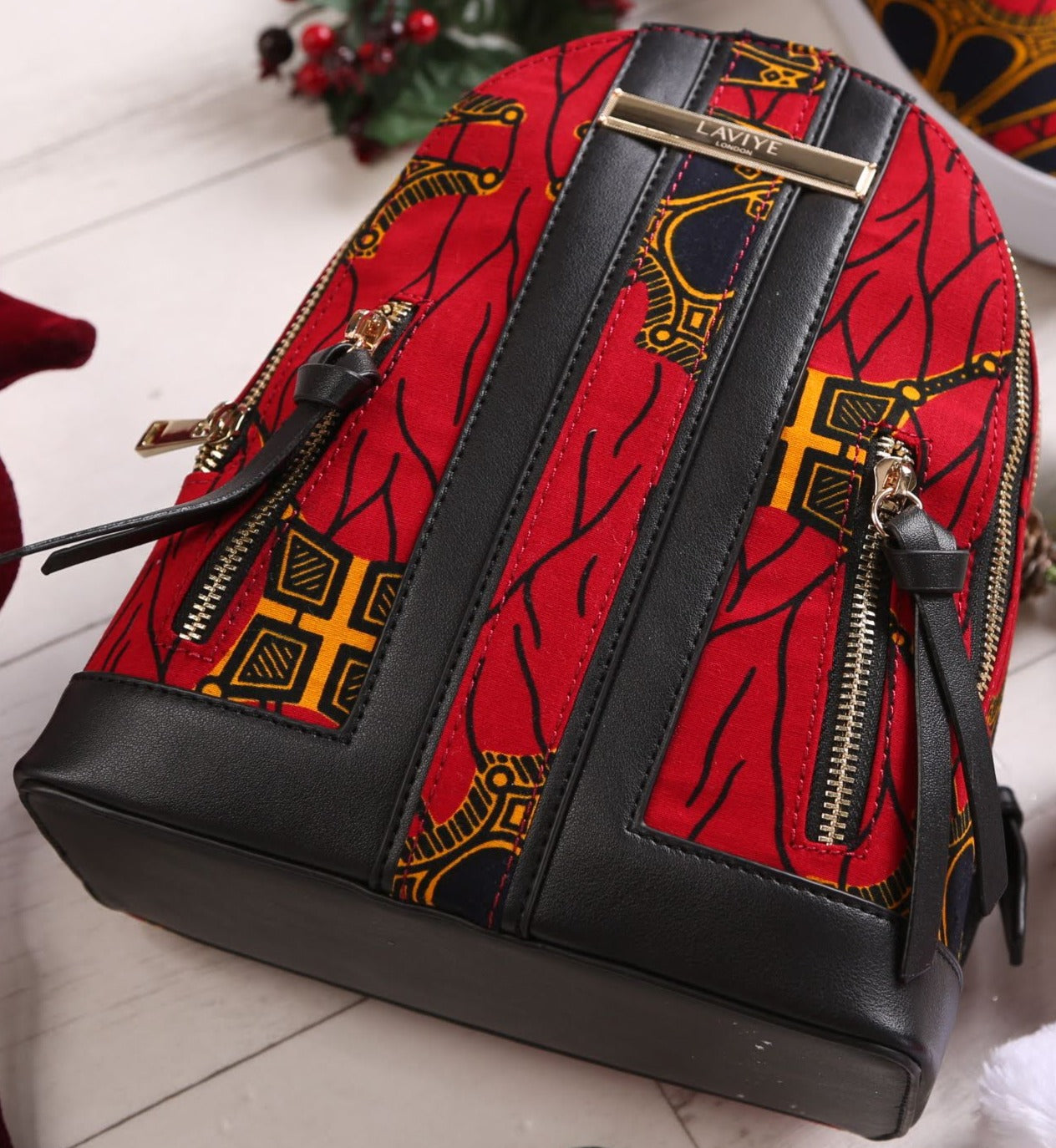 Women's Casual African Print Backpack - Red Ankara Backpack Women's Casual African Print Backpack - Red Ankara Backpack