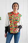 Kente Crew Neck African Print Sweatshirt for Women | V Block | KUMASI