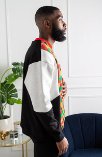 Men's Kente Crew Neck African Print Sweatshirt | V Block | KUMASI