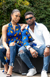 Mens Ankara Shirt | Mens African Shirt - Skinny Fit White Button Down Asymmetrical Shirt - ELIJAH