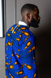 Men's Grandad Collar Etibo Shirt | Long Length African Print Shirt - ELIJAH