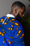 Men's Grandad Collar Etibo Shirt | Long Length African Print Shirt - ELIJAH