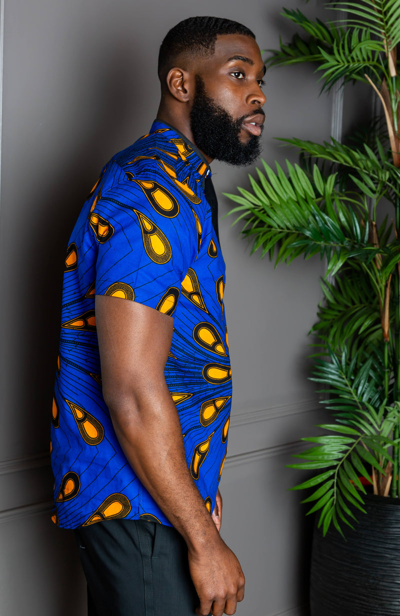 African Print Polo Shirt for Men | Short Sleeve Ankara Shirt - ELIJAH