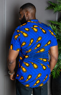 African Print Polo Shirt for Men | Short Sleeve Ankara Shirt - ELIJAH