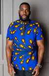 African Print Polo Shirt for Men | Short Sleeve Ankara Shirt - ELIJAH