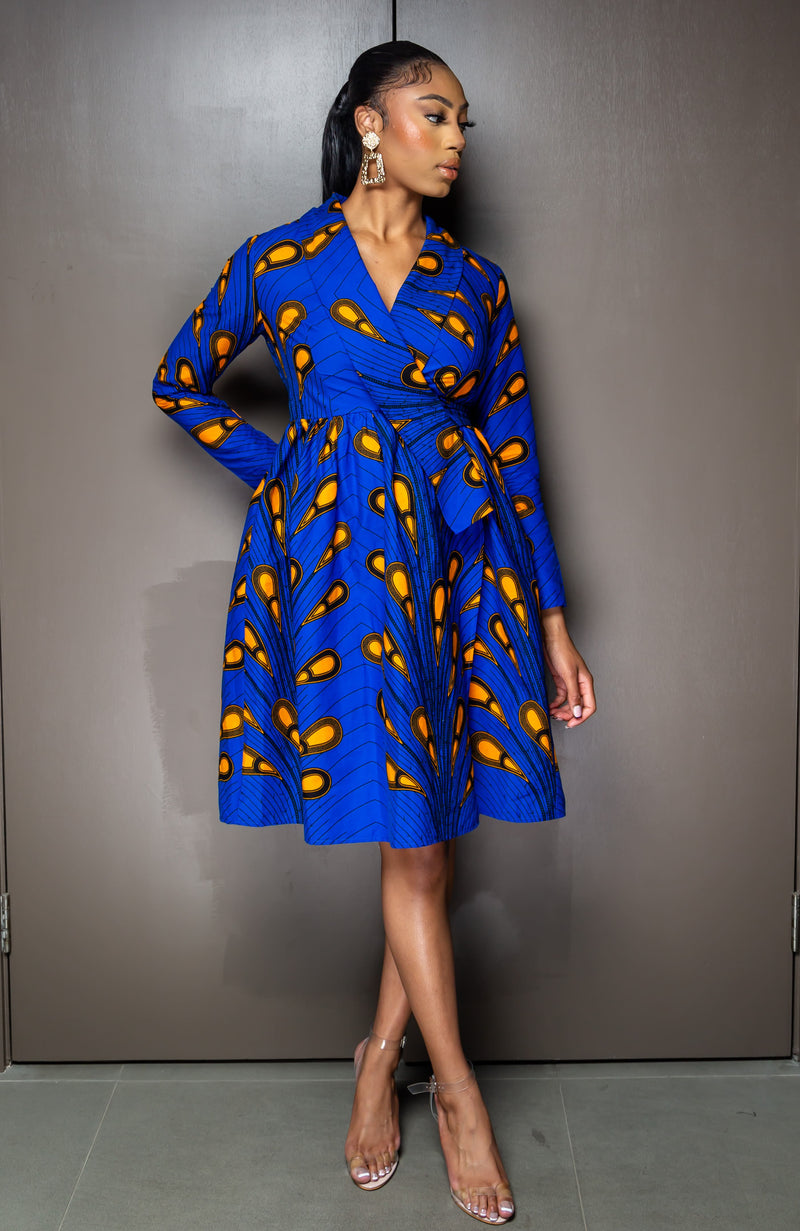 Laviye African Print Midi Dress | V-Neck Wrap Dress ELLA LAVIYE Laviye African Print Midi Dress | V-Neck Wrap Dress ELLA LAVIYE